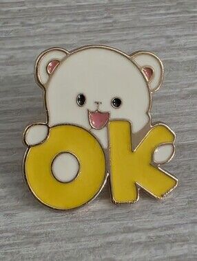 OK Teddy Bear Enamel Pin